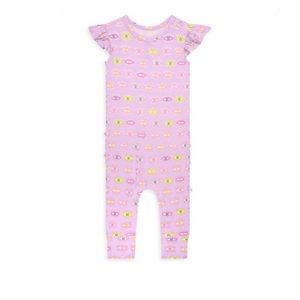 Posh Peanut Baby Girl's Cleo Ruffled Cap Sleeved Romper-0-3M